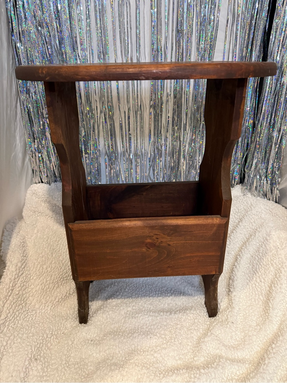 Rustic Wooden Side Table with Magazine Holder - Brown - Picture 9 of 12